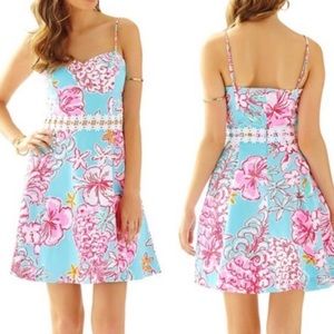 🔥🔥❤️Authentic Lilly Pulitzer Lenore Lolita With Sunglow Breakwater Blue Dress